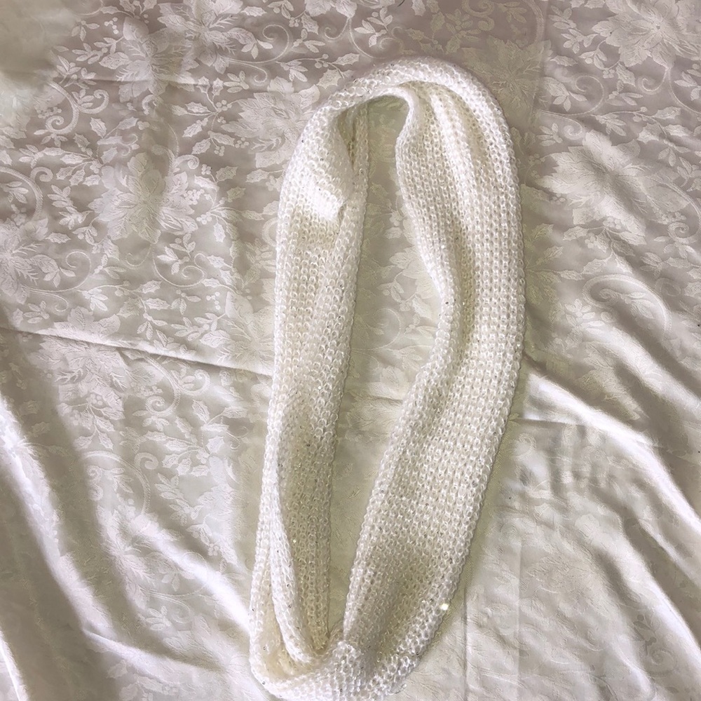 Cream glitter knit infinity scarf